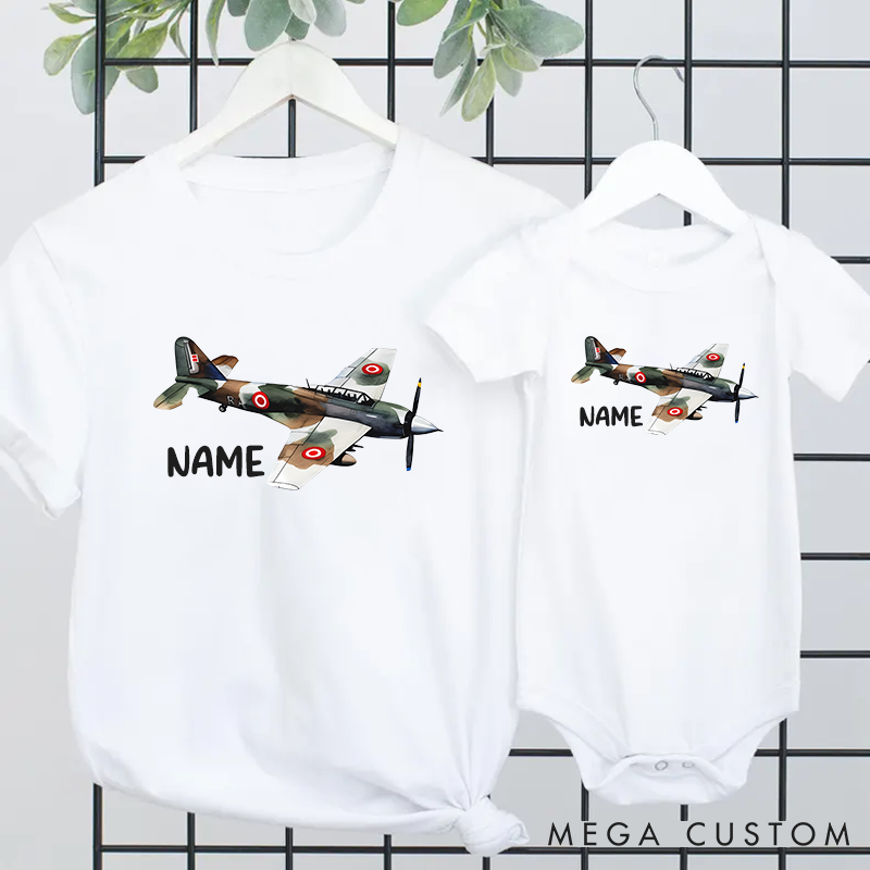 Personalized Father's Day Gift My Pilot Father and I Retro Airplane Pattern Matching Outfit