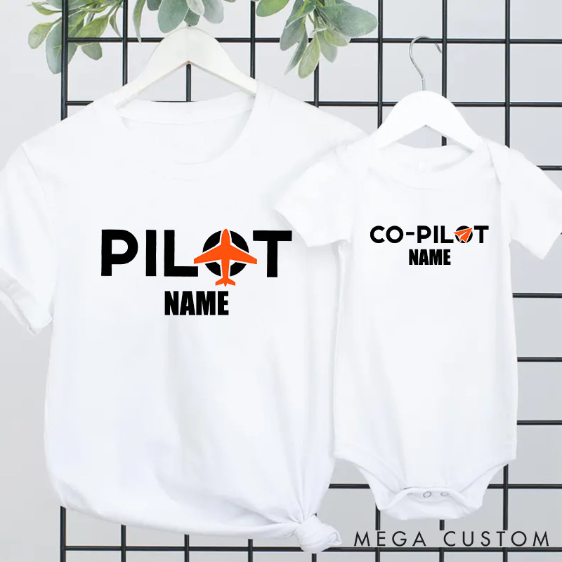 Personalized Father's Day Gift Pilot and Co Pilot Theme Design Matching Outfit