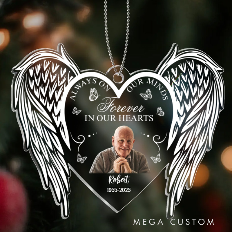 Personalized Memorial Photo Ornament Memorial Gift Idea For Christmas Custom Wings Shaped Acrylic Ornament Memorial Gift