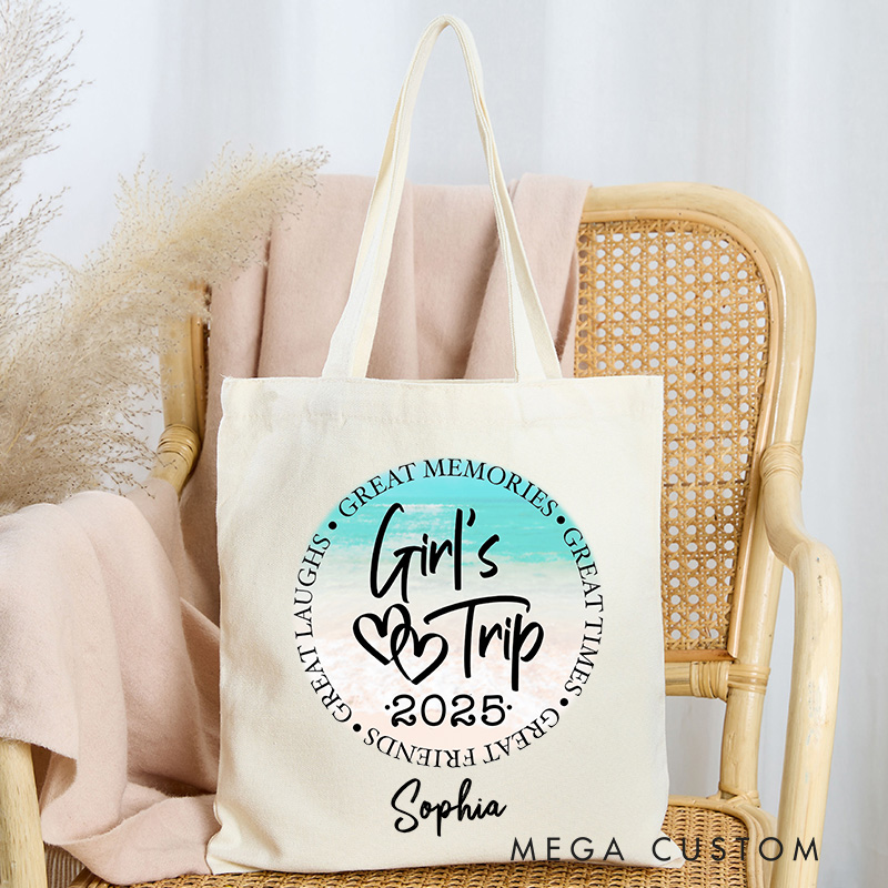 Personalized Girls Trip Tote Bag Gift for Traveling Lovers Gift for Beach Trip