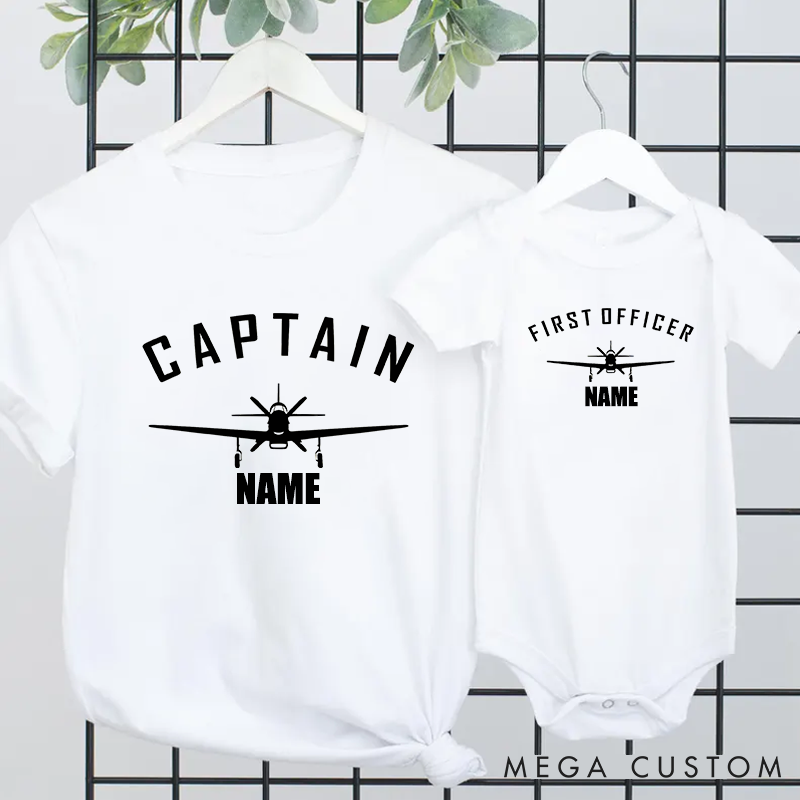 Personalized Father's Day Gift Captain and First Officer Design Matching Outfit