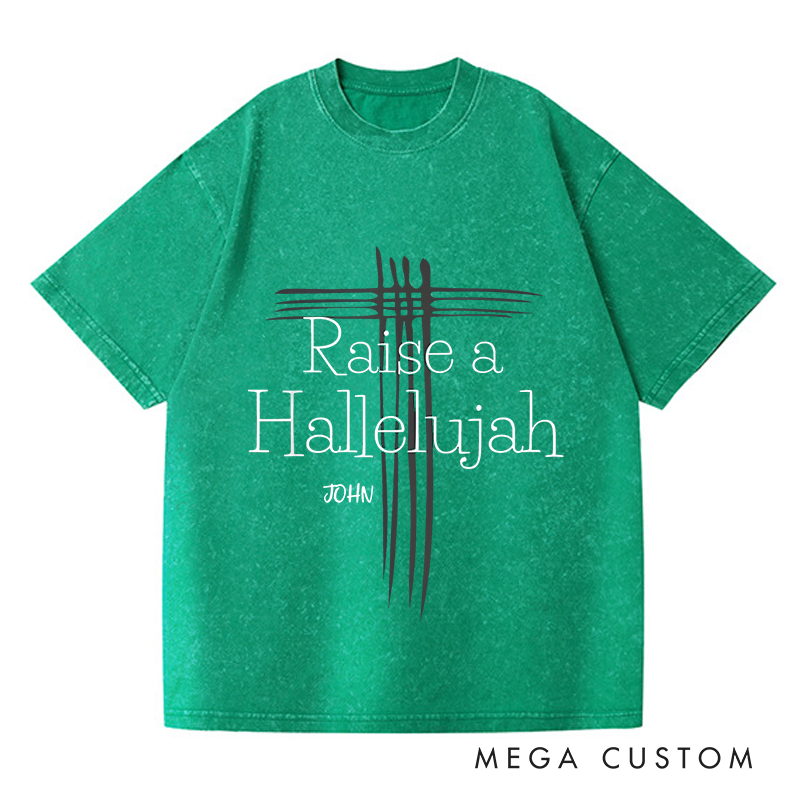 Personalized Washed T-Shirts Simple Cross Inspirational T-Shirt
