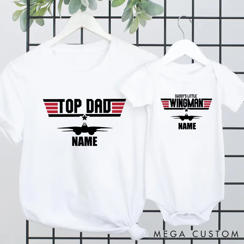 Personalized Father's Day Gift Pilot and Wingman Theme Retro Style Design Matching Outfit