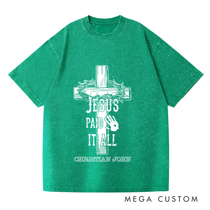 Personalized Washed T-Shirts Faith Over Fear Inspirational Cross Minimalist Design T-Shirt