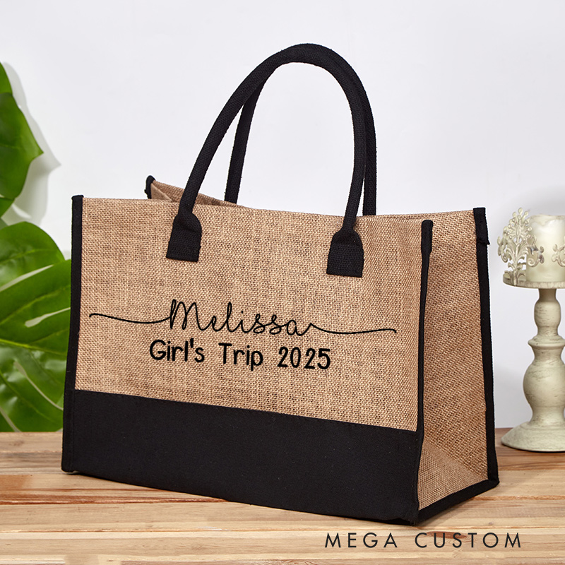Personalized Girls Trip 2025 Tote Bag for Traveling Lovers Vacation Tote Bag Gift for Trip