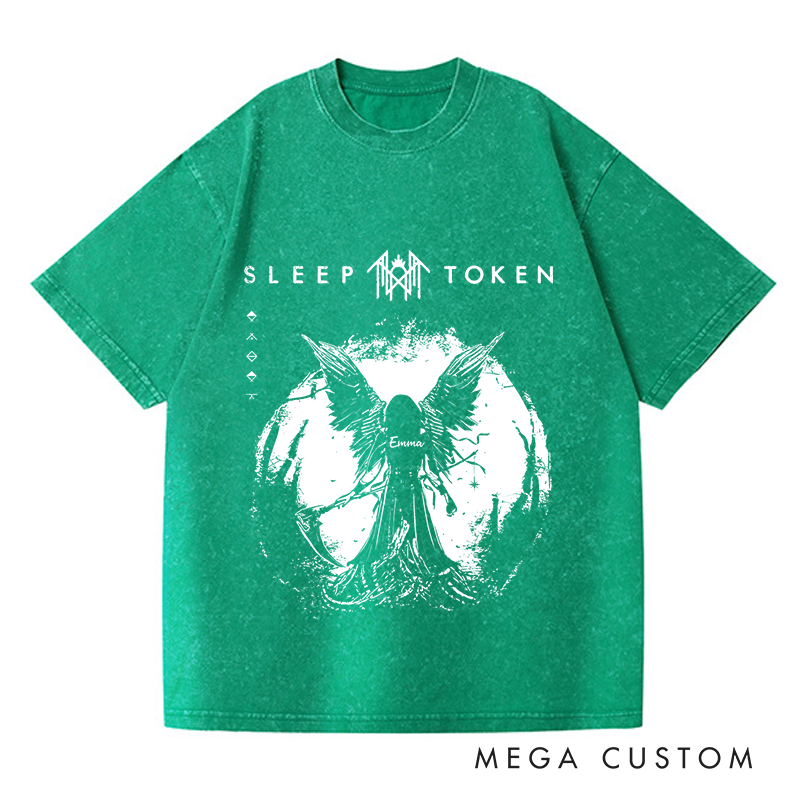 Personalized Washed T-Shirts Dark and Intriguing Angel Wings Mysterious T-Shirt