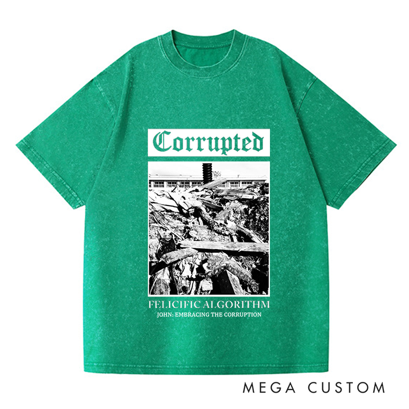 Personalized Washed T-Shirts Corrupted Minimalist Black and White Urban Debris Artwork T-Shirt