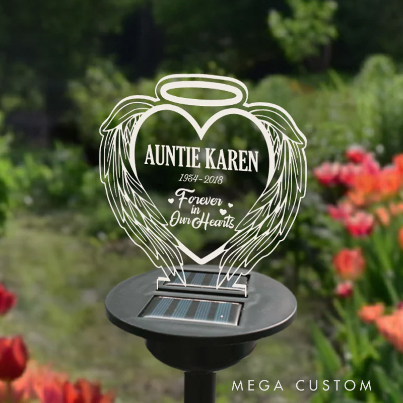 Personalized Solar Outdoor Lights Garden Decor Solar Lights for Grave Grave Decorations Forever In Our Hearts Memorial Gifts 