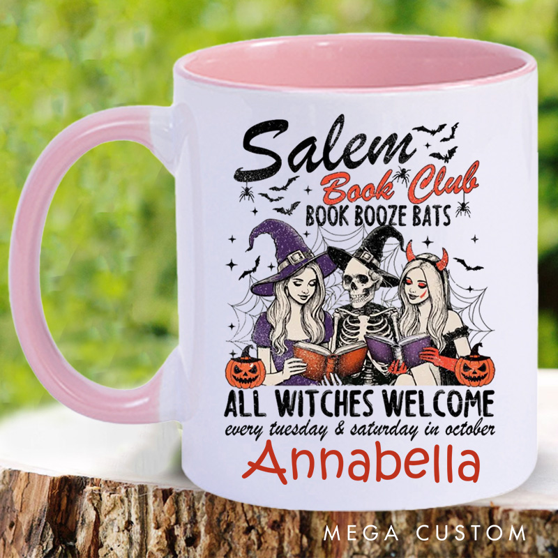 Personalized Book Club Mugs Custom Spooky Witch Coffee Mug with Name Halloween Mug Book Lover Gift for Librarian Gift Halloween Gift