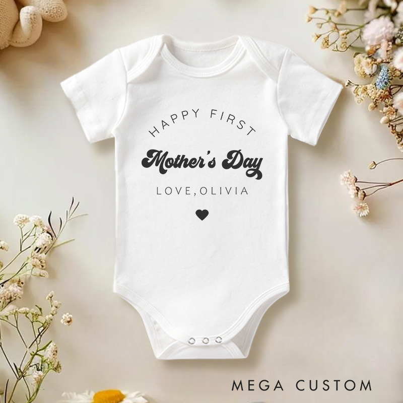 Personalized Happy First Mothers Day Baby Onesie Newborn Gift