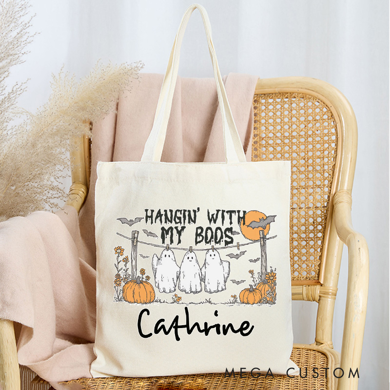 Personalized Vintage Read More Books Tote Bag Custom Ghost Reading Book Bag with Name Book Lover Gift Reading Lover Gift Halloween Gift