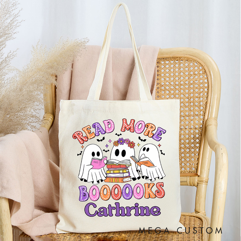 Personalized Welcome to the Haunted Library Tote Bag Custom Spooky Bookish Bag with Name Book Lover Gift Reader Gift Halloween Gift