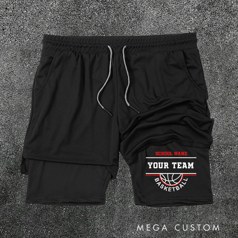 Personalized Basketball Shorts with Custom School and Team Name Design