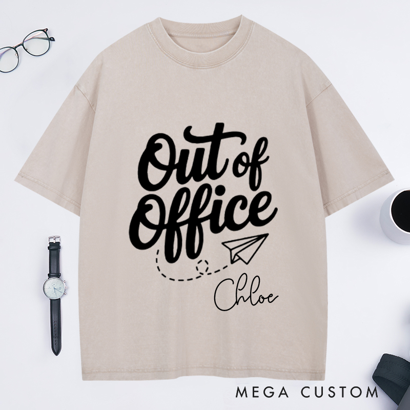 Personalized Out of Office Washed T-Shirt for Traveling Lovers Traveler Gifts Adventure Tee