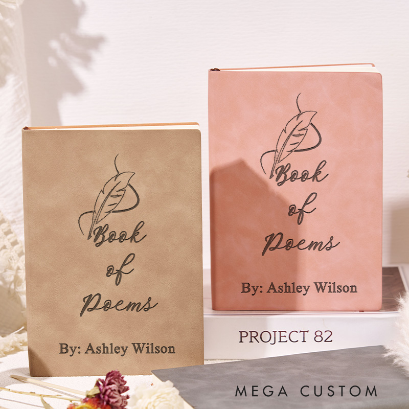 Personalized Book of Poem Journals Engraved Leather Poetry Notebook Journals with Name Book Lover Gift Bookish Gift for Librarian Gift