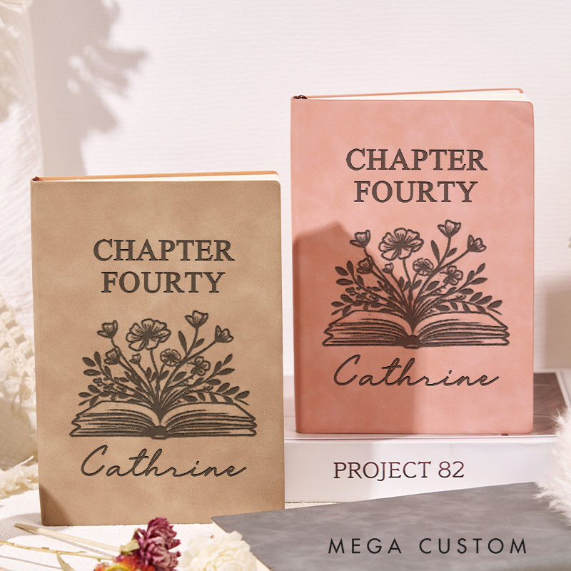 Personalized Fortieth One More Chapter Journals Engraved Leather Notebook Journals with Name 40th Birthday Gift for Book Lover Gift Bookish Gift