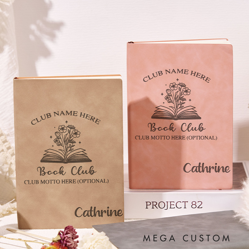 Personalized Book Club Journals Engraved Leather Reading Club Notebook Journals with Name Book Lover Gift Bookish Gift Librarian Gift