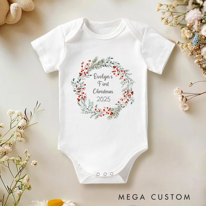 Personalized Baby’s First Christmas Baby Onesie Newborn Gift