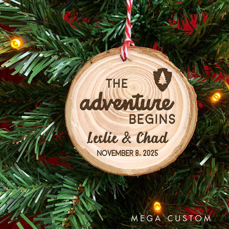 Personalized Outdoor Couple Christmas Ornament the Adventure Begins First Christmas Together Ornament Gifts for Camping Hiking
