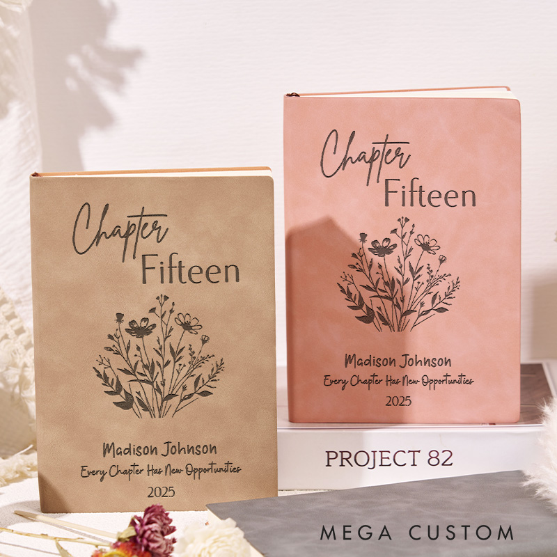 Personalized Chapter Fifteen Journals Leather A5 Notebook with Name Fifteenth Birthday Journal for Librarian Gift Book Lover Gift Bookish Gift