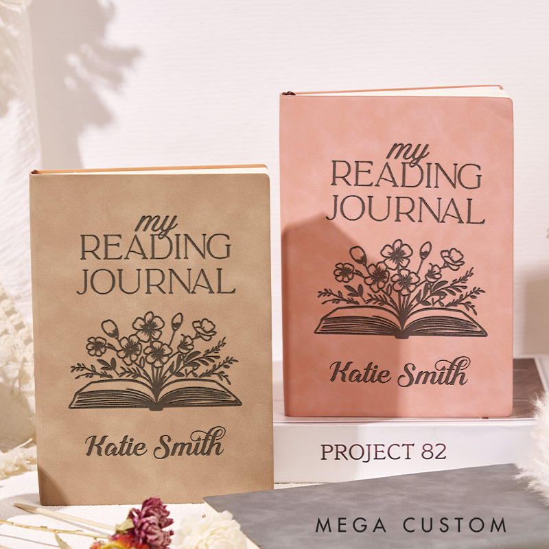 Personalized Leather Reading Journals Engraved A5 Notebook with Name Reading Tracker Journal for Book Lover Gift Bookish Gift Librarian Gift
