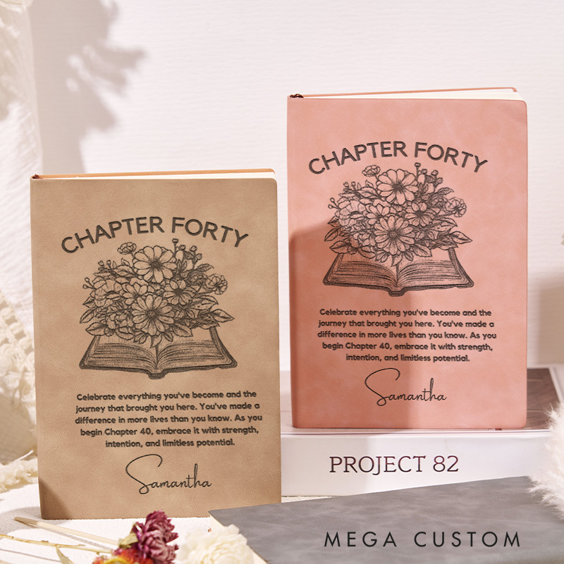 Personalized Chapter Forty Journal Leather A5 Notebooks with Name Bookish Journals for Librarian Gift Book Lover Gift 40th Birthday Gift