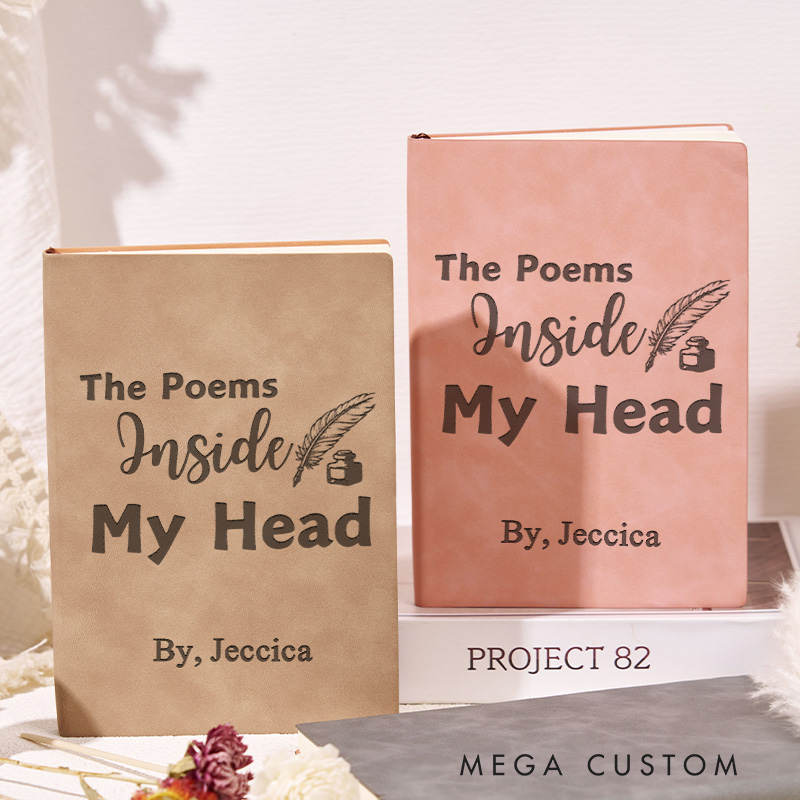 Personalized the Poem inside My Head Journal Engraved Leather Poetry A5 Notebook with Name Poem writing Journal for Book Lover Gift Bookish Gift Librarian Gift