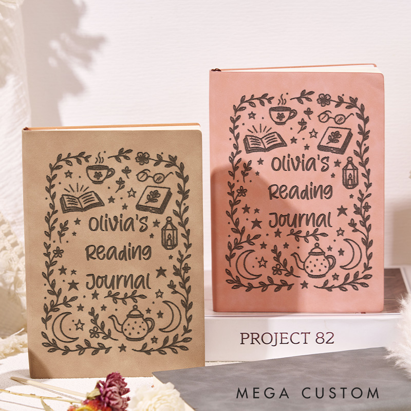Personalized Leather Reading Journal Engraved Notebook Notebook with Name Bookish Journal for Book Lover Gift Bookish Gift Librarian Gift