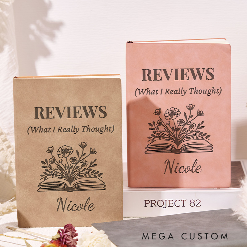 Personalized Book Review Journal Engraved Leather Reading Journal with Name Bookish Notebook for Book Lover Gift Bookish Gift Librarian Gift