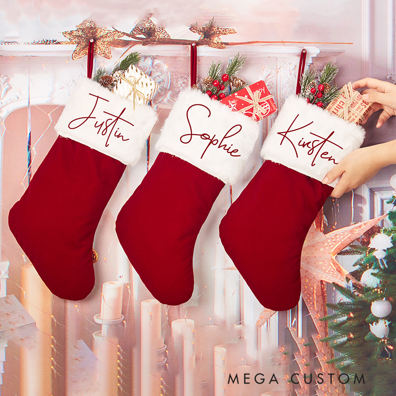 Personalized Family Christmas Stockings with Name Red Plush Christmas Stocking Christmas Stockings Christmas Gifts