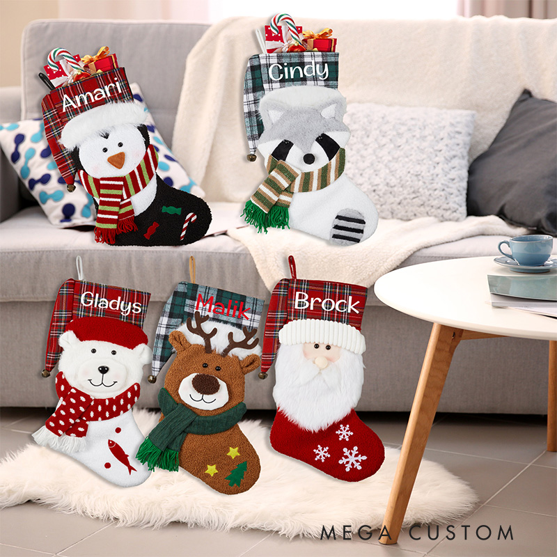 Personalized 3D Family Christmas Stocking with Name Embroidered Christmas Stocking with Name Monogram Stockings