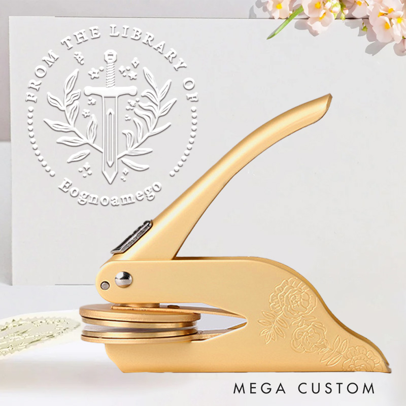 Personalized from the Library of Book Stamp Custom Book Embosser with Name Library Embosser Stamp for Book Lover Gift Librarian Gift