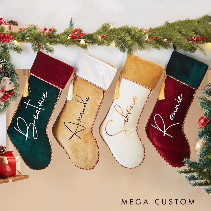 Personalized Family Christmas Stockings Custom Velvet Christmas Stockings with Name Monogram Stocking Family Christmas Gifts Holiday Decor