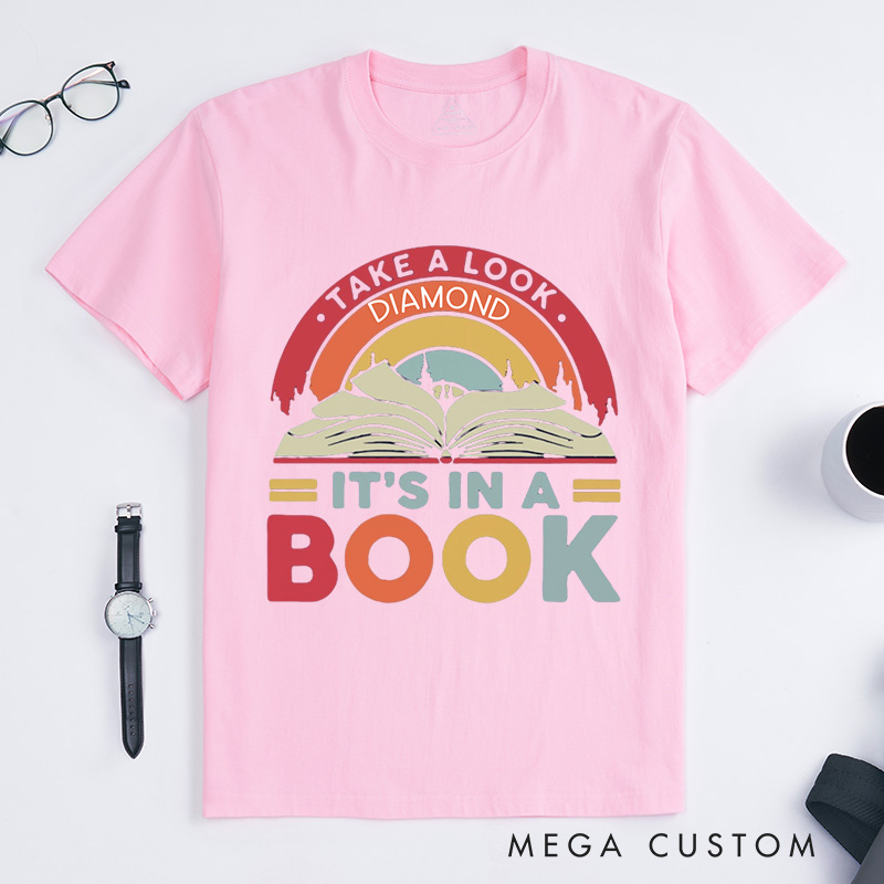 Personalized Reading Rainbow Classic T-Shirts Take a Look It’s in a Book Shirt Vintage Retro Shirt with Name Reading Gift Book Lover Shirt