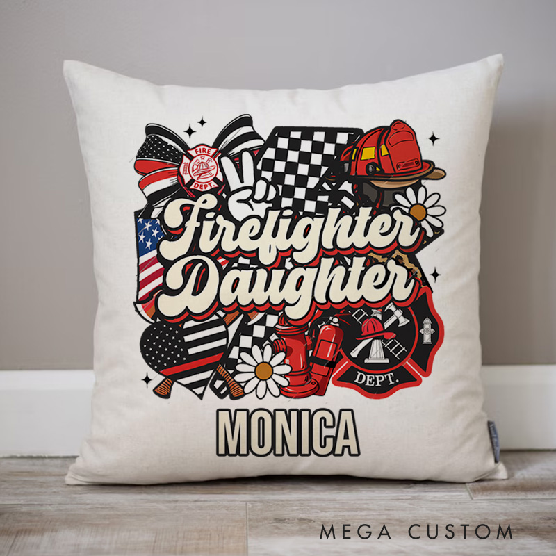 Personalized Firefighter Pillow Firefighter Daughter Tribute Design Appreciation Gift for Firemen