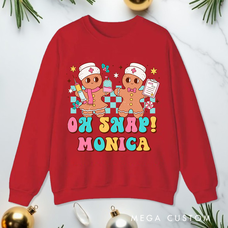 Personalized Nurse Sweatshirt Customized Gingerbread Nurse Design Sweatshirt Nurse Christmas Gifts 