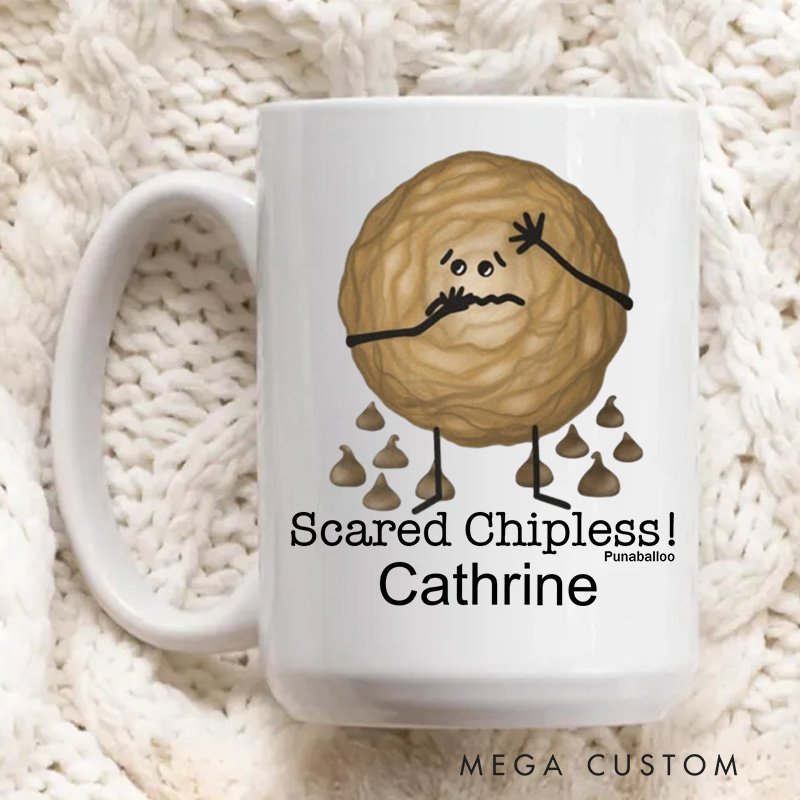 Personalized Scared Chipless Mugs Halloween Ceramic Baking Pun Coffee Mug with Name for Baking Lover Gift