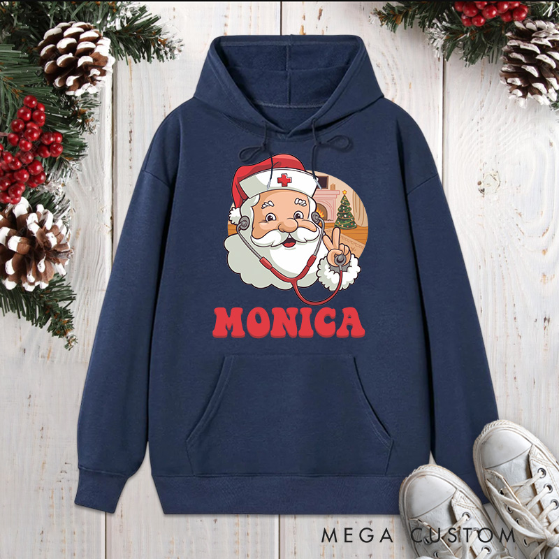 Personalized Hoodies for Nurse Customized Santa Nurse Design Hoodies Xmax Gift