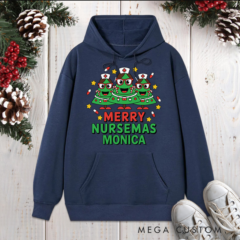 Personalized Hoodies for Nurse Customized Merry Nursemas Design Hoodies Xmax Gift