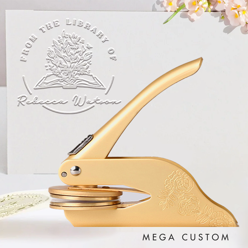 Personalized Flower Books Book Embosser Stamp Custom from the Library of Library Embosser Name Bookish Stamp for Book Lover Gift Librarian Gift