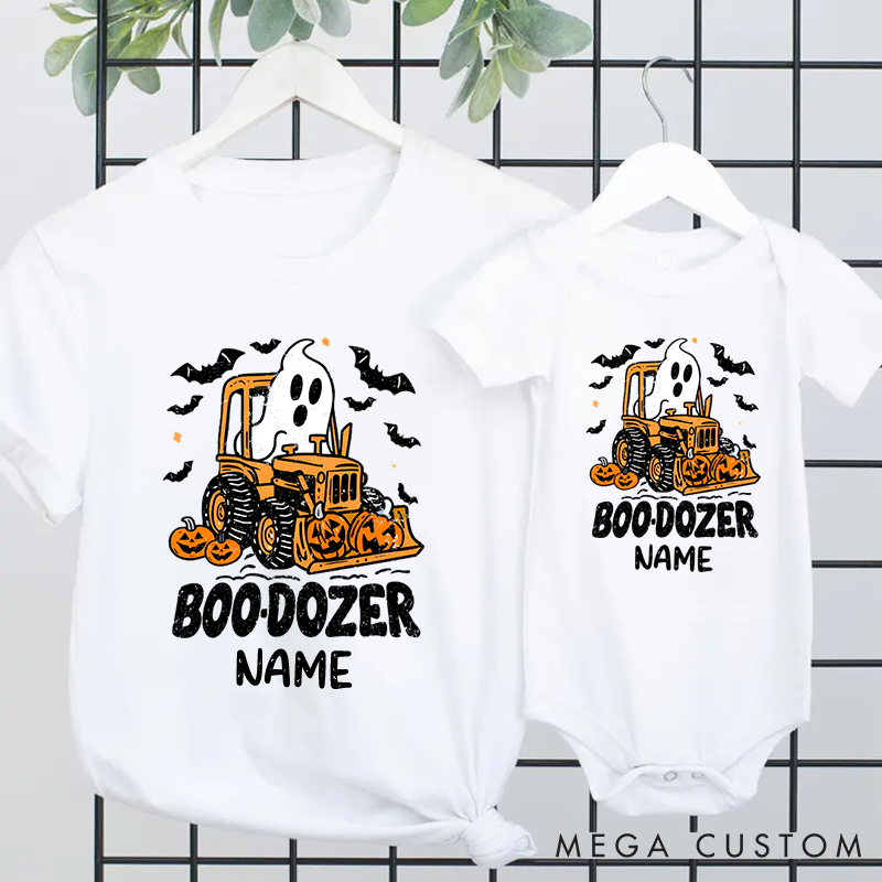 Personalized Halloween Gift Cute Ghost Bulldozer Family Matching Outfit