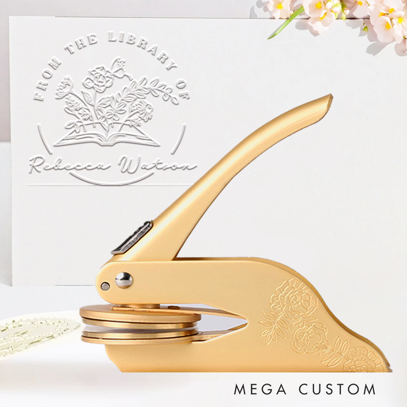 Personalized from the Library of Book Embosser Stamp Custom Book Flower Library Embosser with Name Bookish Stamp for Librarian Gift Book Lovers Stamp