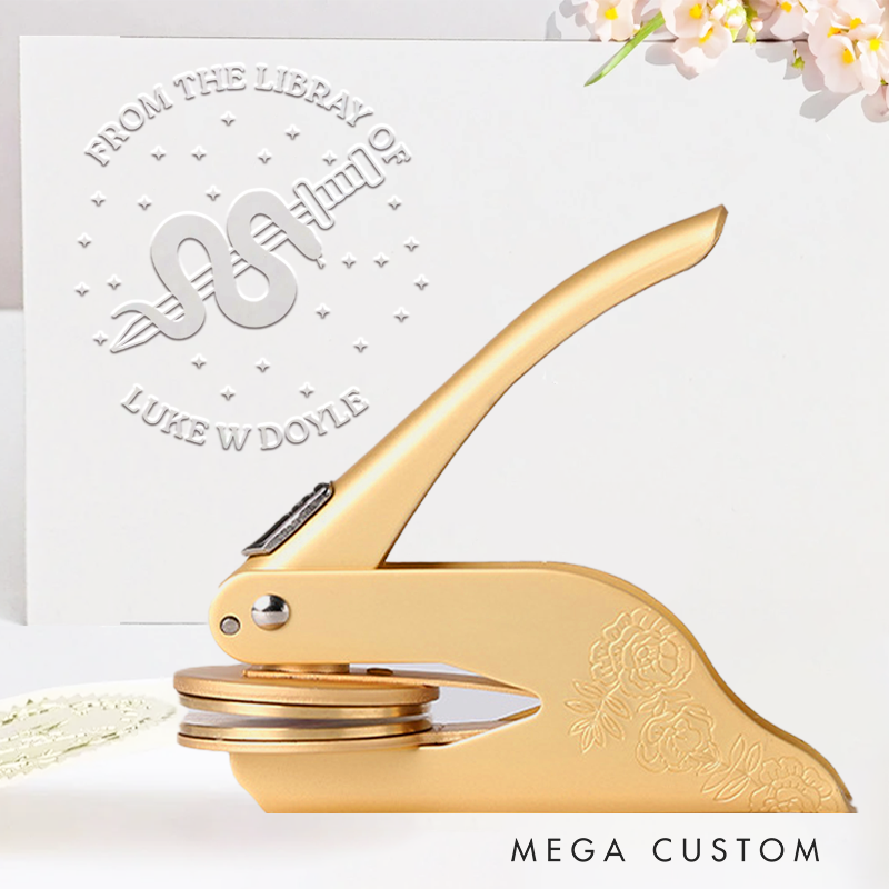 Personalized from the Library of Book Embosser Stamp Custom Sword and Serpent Library Embosser Name Bookish Stamp for Book Lovers Librarian Gift