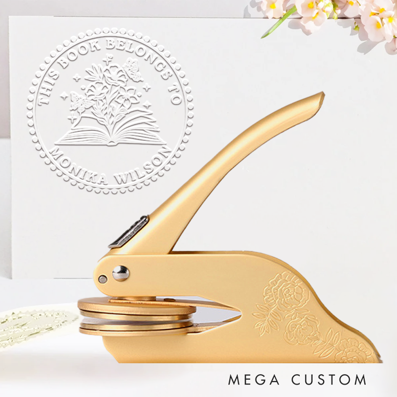 Personalized This Book Belong to Book Embosser Stamp Custom Flower Book Library Embosser Name Bookish Stamp for Book Lovers Librarian Gift