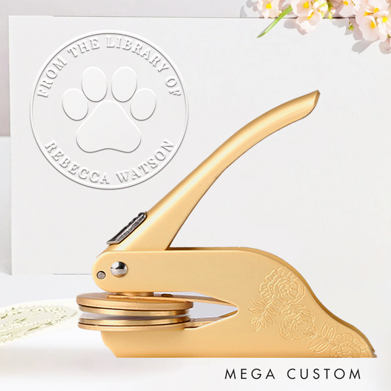Personalized from the Library of Book Embosser Stamp Custom Library Embosser Name Paw Bookish Stamp for Book Lovers Librarian Gift