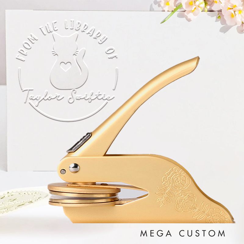 Personalized from the Library of Book Embosser Stamp Custom Black Cat Library Embosser Name Bookish Stamp for Book Lovers Librarian Gift