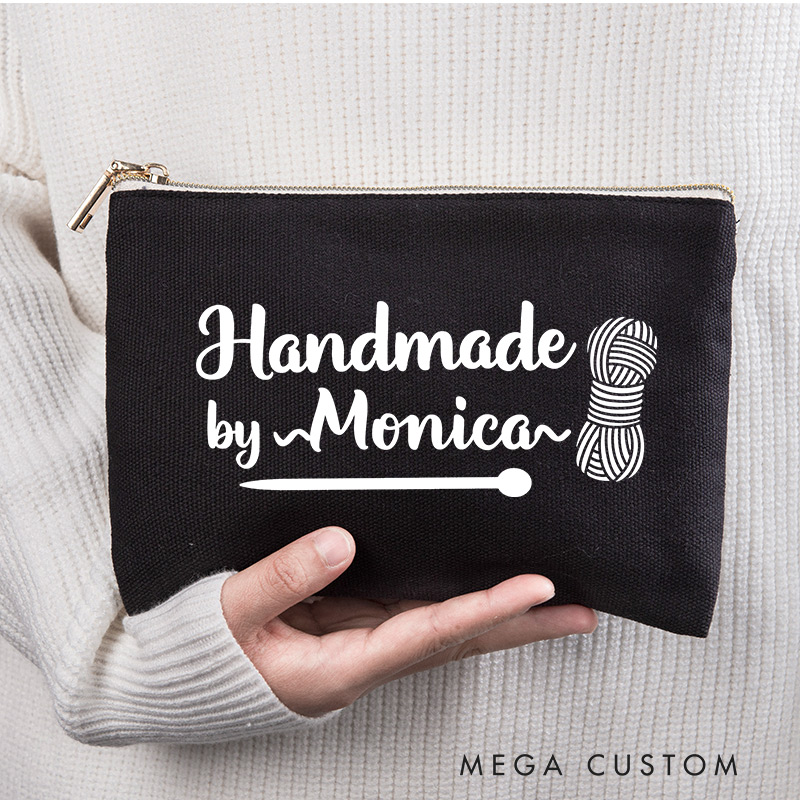 Personalized Handmade by Cosmetic and Toiletry Storage for Knitting Lover Makeup Bag Gift for Yarn Lovers
