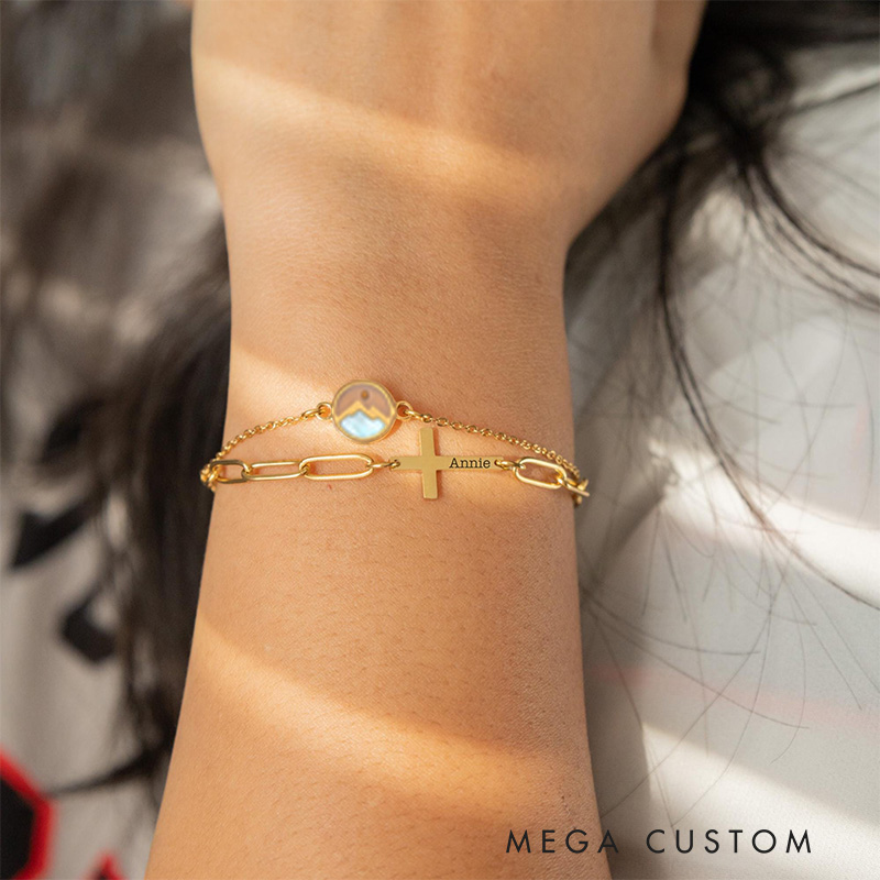 Personalized Mustard Seed Cross Bracelet with Date Faith Can Move Mountains Matthew 17 20 Biblical Jewelry Religious Christmas Gift for Christian