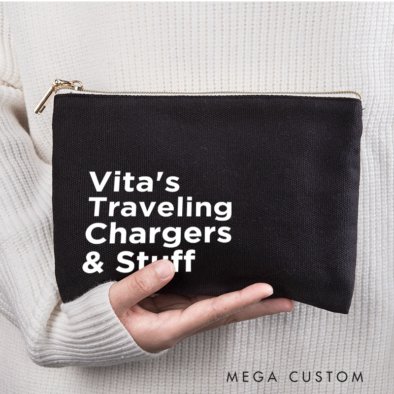 Personalized Traveling Chargers and Stuff Storage Bag for Traveling Lover Zippered Project Pouch Gift for Travelers