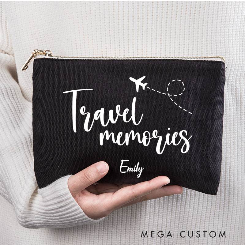 Personalized Travel Memories Storage Bag for Traveling Lover Zippered Project Pouch Gift for Travelers